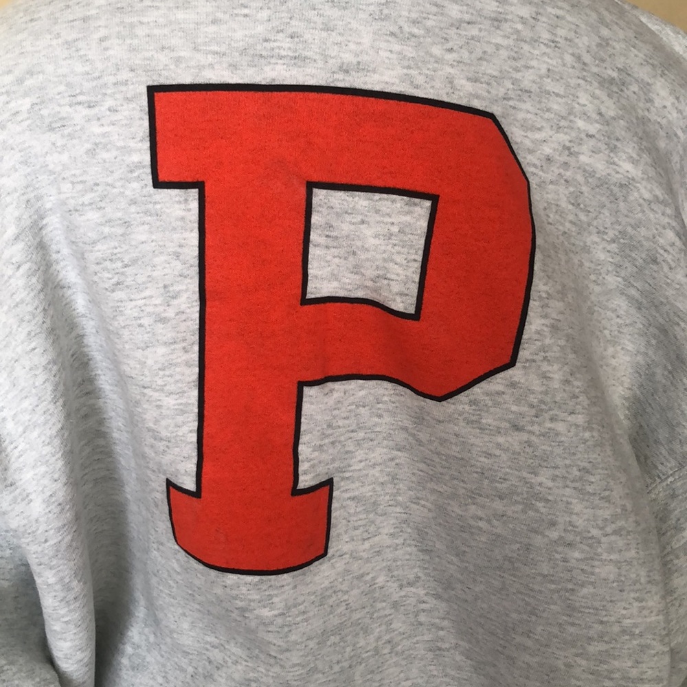 Princeton Crewneck Sweatshirt - Light Gray with Orange Lettering - Picture 3 of 4